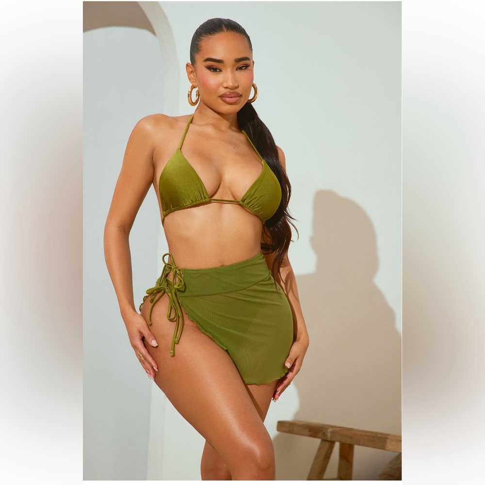 FashionNova Diana Bikini Cover Up 3 Piece Set - Olive